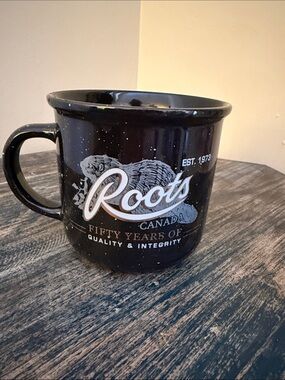 Roots Canada Black Ceramic Campfire Mug c